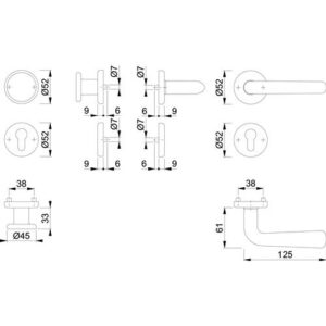 Rosettengarnitur - Rosettengrt.Hel.E48/17KV/17KVS/1730Z VA F69 rd.PZ DIN L/R fl.D/K HOPPE – Bild 3