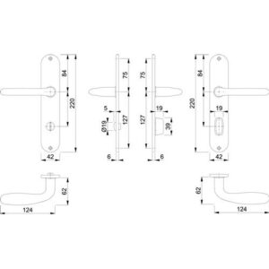 Langschildgarnitur - Langschildgarnitur Cardiff E1850Z/302 VA F69 SK/OL 78mm DIN L/R HOPPE – Bild 3