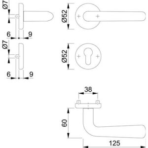 Rosettengarnitur - Rosettengrt.Hel.E1730Z/17KV/17KVS VA F69 rd.PZ DIN L/R D/D HOPPE – Bild 3