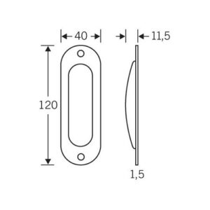 Schiebetürmuschel - Schiebetürmuschel 42 4212 Alu.F2/neusilberfarbig ov.bl.L.120mm B.40mm FSB – Bild 3