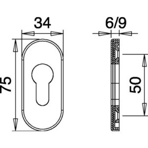 Schlüsselrosette - Schlüsselrosette 0811/9003 VA EST Schildst.9mm PZ ov.EDI – Bild 3