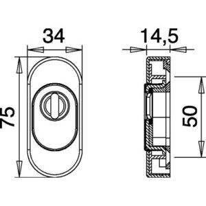 Schlüsselrosette - Schlüsselrosette 0815/0000 Alu.F12 Schildst.14,5mm PZ ov.EDI – Bild 3