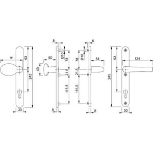 Profiltürgarnitur - Profiltürgarnitur Tôkyô 76G/3346/1710RH Alu.F9016 PZ f.TS 57-62mm HOPPE – Bild 3