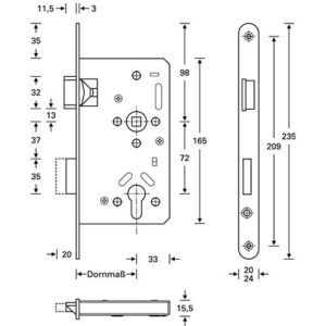 Panik-Einsteckschloss - Panik-Einsteckschloss Ser.20 APE Fkt.E rd 20/55/72/9mm DIN re.VA SSF – Bild 3