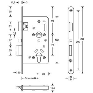 Panik-Einsteckschloss - Panik-Einsteckschloss Ser.20 APK Fkt.E rd 24/65/72/9mm DIN li.VA selbstverr.SSF – Bild 3