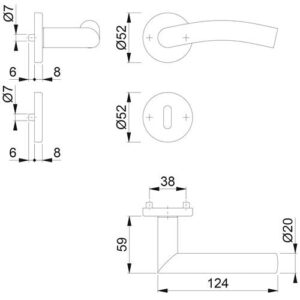 Rosettengarnitur - Rosettengrt.Ant.E1402Z/42KV/42KVS VA F69 rd.OB DIN L/R D/D HOPPE – Bild 3