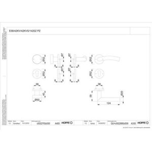 Rosettengarnitur - Rosettengrt.Ant.E58/42KV/42KVS/1420Z VA F69 rd.PZ DIN re.D/K HOPPE – Bild 3