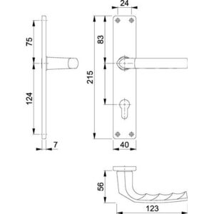 Langschildgarnitur - Langschildgarnitur Birm.1117/202SP Alu.F1 PZ 72mm DIN L/R HOPPE – Bild 3