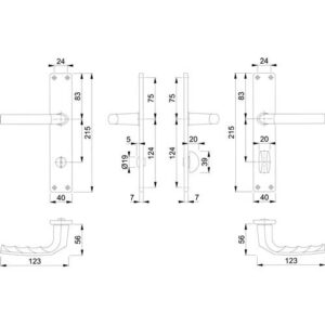 Langschildgarnitur - Langschildgarnitur Birm.1117/202SP Alu.F2 SK/OL 78mm DIN L/R HOPPE – Bild 3