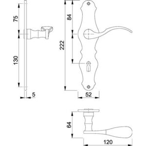 Langschildgarnitur - Langschildgarnitur Weimar M112SLN/2007 MS F71 BB 72mm DIN L/R HOPPE – Bild 3