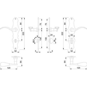 Langschildgarnitur - Langschildgarnitur Weimar M112SLN/2007 MS F71 SK/OL 78mm DIN L/R HOPPE – Bild 3