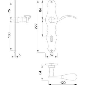 Langschildgarnitur - Langschildgarnitur Weimar M112SLN/2007 MS F73 BB 72mm DIN L/R HOPPE – Bild 3