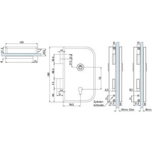 Glastürschloss - Glastürschloss 6033 PZ L-Roma VA ma PZ DIN li.HERMAT – Bild 3