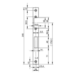 Schließblech - Schließblech P672 VA ma geb.E-Öffner Flachschließbl.f.Fluchttüren B.24xL.243mm – Bild 3