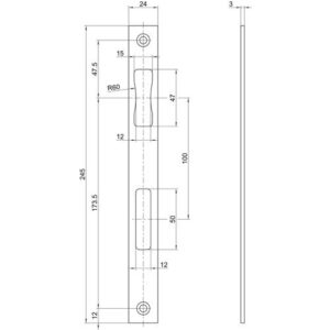 Schließblech - Schließbl.B 9000 VA silber B.24xL.270mm ktg.DIN re.fl.BKS – Bild 3