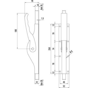 Tortreibriegel - Tortreibriegel PLANO 16mm Schlaufenanzahl 4 STA hell verz.DENI – Bild 3