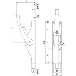 Tortreibriegel - Tortreibriegel PLANO abschl.16mm abschl.Schlaufenanzahl 4 LM hell verz.DENI – Bild 3