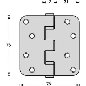 Kugellagertürscharnier - Kugellagertürscharnier VA rd 76x76mm DIN L/R ma ausziehb.Stift INTERSTEEL – Bild 3