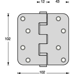 Kugellagertürscharnier - Kugellagertürscharnier VA rd 102x102mm DIN L/R ma ausziehb.Stift INTERSTEEL – Bild 3