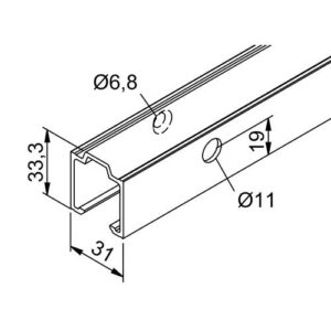 Laufschiene - Laufschiene 53/73 Alu.EV1 elox.Lager-L.2500mm Wm.HELM – Bild 3