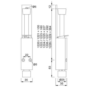 Türfeststeller - Türfeststeller 1226.02 Alu.silberf.lack.Hubh.120mm Türmontage KWS – Bild 3