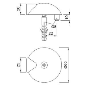 Türpuffer - Türpuffer 2003.82 D.60mm H.20mm VA ma Dübelmontage KWS – Bild 3