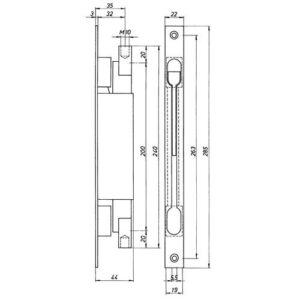 Kantriegel - Kantriegel 9221 Stulpl.285mm Stulp-B.22mm STA verz.Hub 20mm DENI – Bild 3