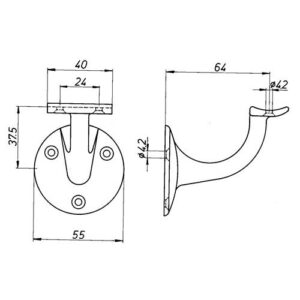 Handlaufträger - Handlaufträger VA ma D.Wandplatte 53mm gewölbte Auflage DENI – Bild 3