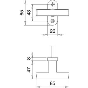 Fenstergriff - Fenstergriff 1511/0000 Alu.F2/neusilberfarbig Kreuzgriff EDI – Bild 3