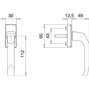 Fenstergriff - Fenstergriff 1003/1035 Alu.35mm F2/neusilberfarbig Stand.EDI – Bild 3
