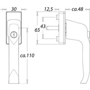 Fenstergriff - Fenstergriff 1003/2035 Alu.35mm F12/verkehrsweiß abschl.EDI – Bild 3
