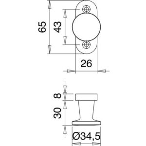 Hebetürknopf - Hebetürknopf Alu.F2/neusilberfarbig 35mm EDI – Bild 3