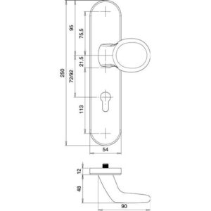 NW Edi Schutzgarnitur Knopf/Drücker - Logo 8753/0292 Alu.F1 92mm 65-75mm EDI – Bild 3