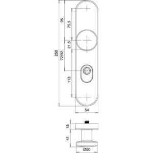 NW Edi Schutzgarnitur Knopf/Drücker - Logo 8755/0772 Alu.F1 72mm 35-45mm EDI – Bild 3