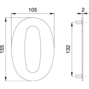 Hausnummer - Hausnummer Ziffer 0 VA ma 155mm B.105mm EDI – Bild 1