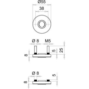 Drückerrosette - Dr.-Ros.051 VA EST Schildst.8mm Drückerloch rd.PA EDI – Bild 3
