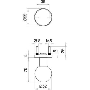 Türknopf - Türknopf K5/052/02 VA F00 Aufnahme M12 Kugelknopf EDI – Bild 3