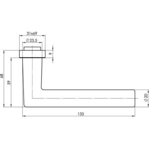 Türdrückerlochteil - Türdrückerlochteil OGRO 8906 Alu.F1/Satino 4-KT.8mm DIN L/R OGRO – Bild 3