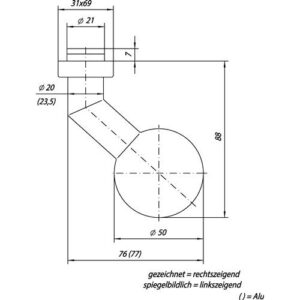Profiltürknopf - Profiltürknopf OGRO 3548V/6620 AL Material Alu.F1 fest OGRO – Bild 3