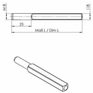 Wechselstift - Wechselstift OGRO 115 4-KT.8x90mm STA M8 OGRO – Bild 3