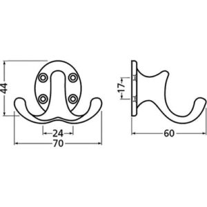 Mantelhaken - Mantelh.0029 zweifach A.60mm Alu.silberf.elox.H.47mm HERMETA – Bild 3