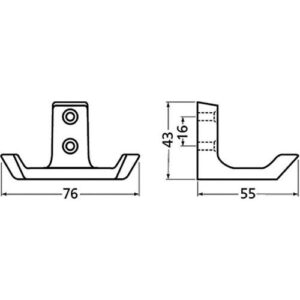 Mantelhaken - Mantelh.0033 zweifach A.55mm Alu.silberf.elox.H.43mm Hermeta – Bild 3