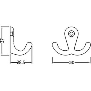 Handtuchhaken - Handtuchhaken 0560 2 Hak.H.37mm Alu.pol.A.28,5mm HERMETA – Bild 3
