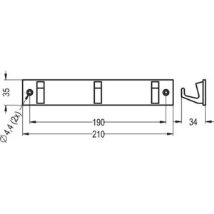Handtuchhakenleiste - Handtuchhakenleiste 3 Hak.H.35mm L.210mm Alu.silberf.elox.A.33,5mm HERMETA – Bild 3