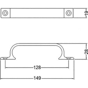 Handgriff - Handgriff A.28mm L.149mm B.19mm Alu.silberf.elox.Löcher 2,D.4,3mm HERMETA – Bild 3