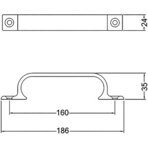 Handgriff - Handgriff A.35mm L.186mm B.24mm Alu.silberf.elox.Löcher 2,D.5,3mm HERMETA – Bild 3