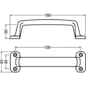 Handgriff - Handgriff A.30mm L.160mm B.42mm Alu-Guss silberf.elox.Löcher 4,D.3,7mm HERMETA – Bild 3