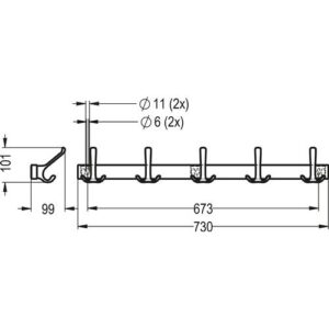 Huthakenleiste - Huthakenleiste 0822-0825 5 Hak.A.96mm LM silberf.elox.H.102mm HERMETA – Bild 3
