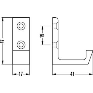 Mantelhaken - Mantelh.0139 einfach A.41mm Alu.silberf.elox.H.47mm HERMETA – Bild 3
