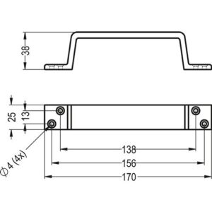 Handgriff - Handgriff 420 A.38mm L.170mm B.25mm Alu.silberf.elox.Löcher 4 HERMETA – Bild 3